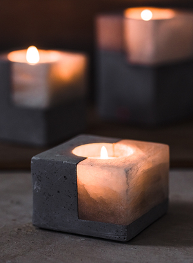 元渡原创矿石欧式创意小烛台摆件北欧香薰美式复古西餐婚庆蜡烛灯