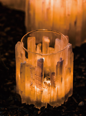 元渡瀑布矿石蜡烛杯欧式复古创意香薰小烛台浪漫北欧玻璃餐桌摆件