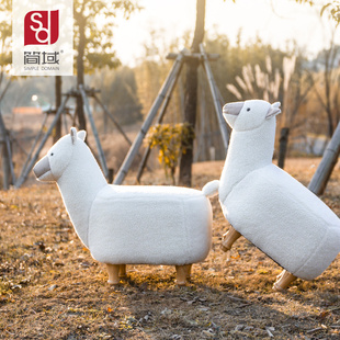 简域换鞋凳家用门口可爱小羊凳子沙发凳客厅创意卡通动物凳收纳凳