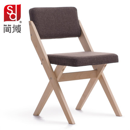 简域 实木餐椅简约现代布艺椅子家用餐厅奶茶会议酒店单人椅木椅