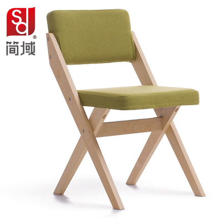 简域 实木餐椅简约现代布艺椅子家用餐厅奶茶会议酒店单人椅木椅