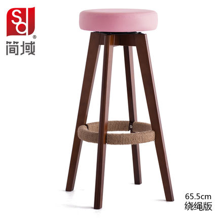 简域吧台椅酒吧椅高脚凳家用实木吧台凳现代简约旋转创意欧式椅子