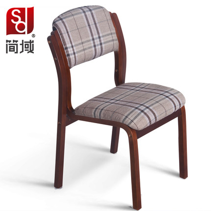 简域实木餐椅布艺咖啡厅餐椅简约酒店北欧软包椅靠背欧式书桌椅子