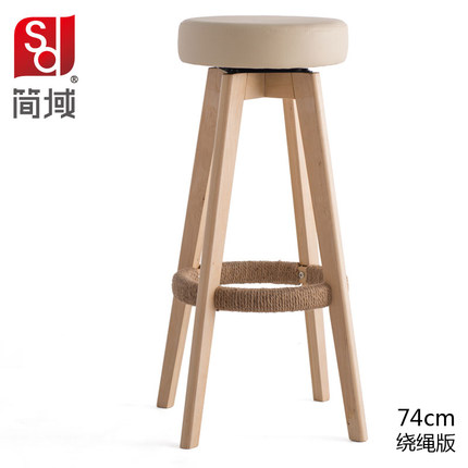 简域吧台椅酒吧椅高脚凳家用实木吧台凳现代简约旋转创意欧式椅子