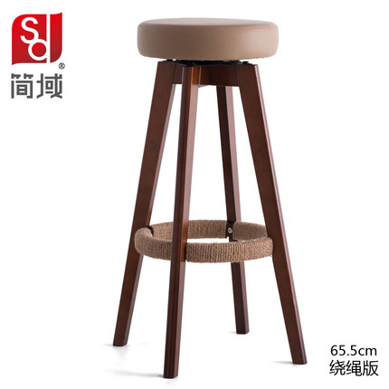 简域吧台椅酒吧椅高脚凳家用实木吧台凳现代简约旋转创意欧式椅子