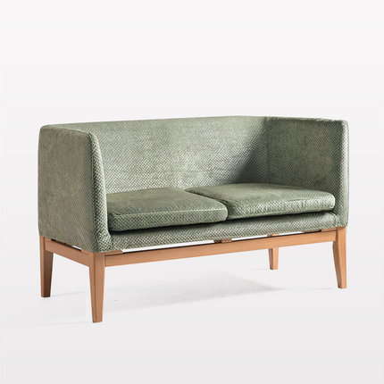 简域实木沙发双人布艺沙发简约现代小户型客厅卧室咖啡餐厅沙发椅