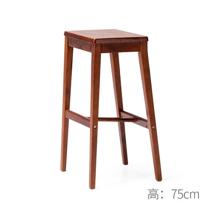 简域实木吧凳复古方木凳酒吧吧台凳咖啡厅高脚凳奶茶店凳子吧台椅