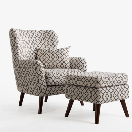 简域单人小户型沙发实木时尚布艺沙发简约欧式单人皮布沙发休闲椅