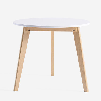 简域现代小户型餐桌白色实木餐桌简约餐台实木圆桌圆餐桌田园饭桌