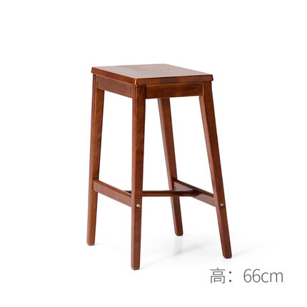 简域实木吧凳复古方木凳酒吧吧台凳咖啡厅高脚凳奶茶店凳子吧台椅