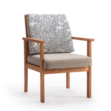 简域北欧实木餐椅美式休闲扶手咖啡厅桌椅书桌椅靠背椅电脑椅椅子