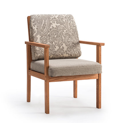 简域北欧实木餐椅美式休闲扶手咖啡厅桌椅书桌椅靠背椅电脑椅椅子