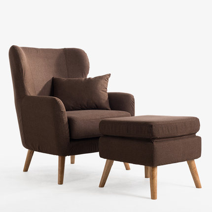 简域单人小户型沙发实木时尚布艺沙发简约欧式单人皮布沙发休闲椅