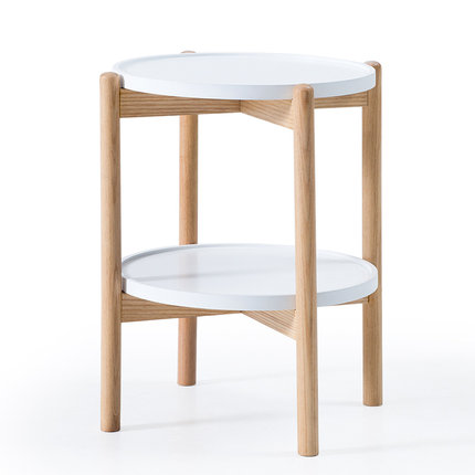 简域茶几双层小圆几茶桌沙发创意置物圆桌现代简约客厅实木小茶几