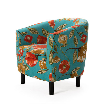 简域休闲椅布艺沙发单人小户型沙发实木布艺围椅懒人沙发洽谈椅子