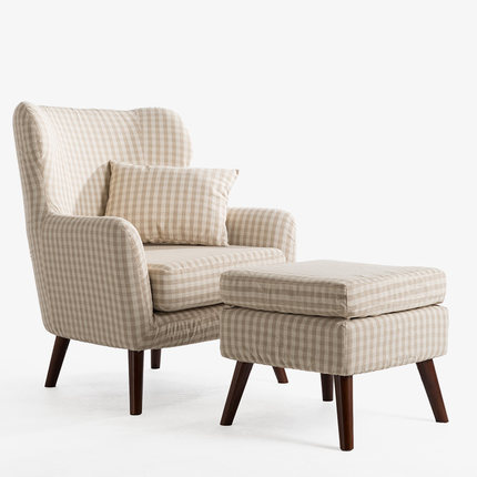 简域单人小户型沙发实木时尚布艺沙发简约欧式单人皮布沙发休闲椅