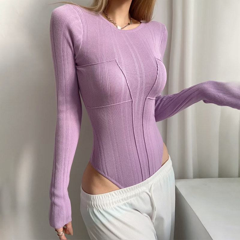 欧美修身圆领针织连体衣女2023冬装内搭显瘦长袖毛衣打底衫上衣潮,女装/女士精品,毛针织衫,淘宝优惠券,粉丝福利购,淘宝优惠卷