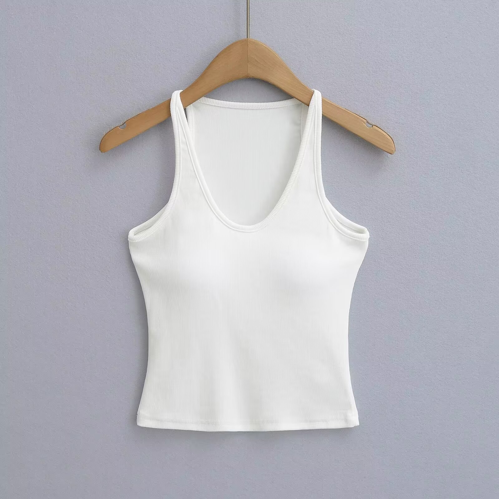 辣妹外穿带胸垫U领挂脖吊带背心