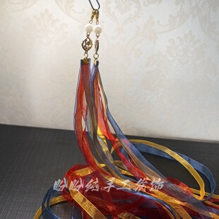 敦煌风流苏飘带汉服头饰古风可拆卸丝带发饰异域飞天手鼓百搭配饰