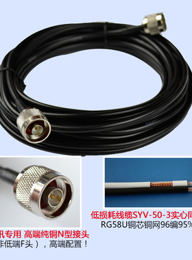 SYV-50-3 N公转N公 RG58U天线连接线 纯铜96编通信电缆馈线延长线