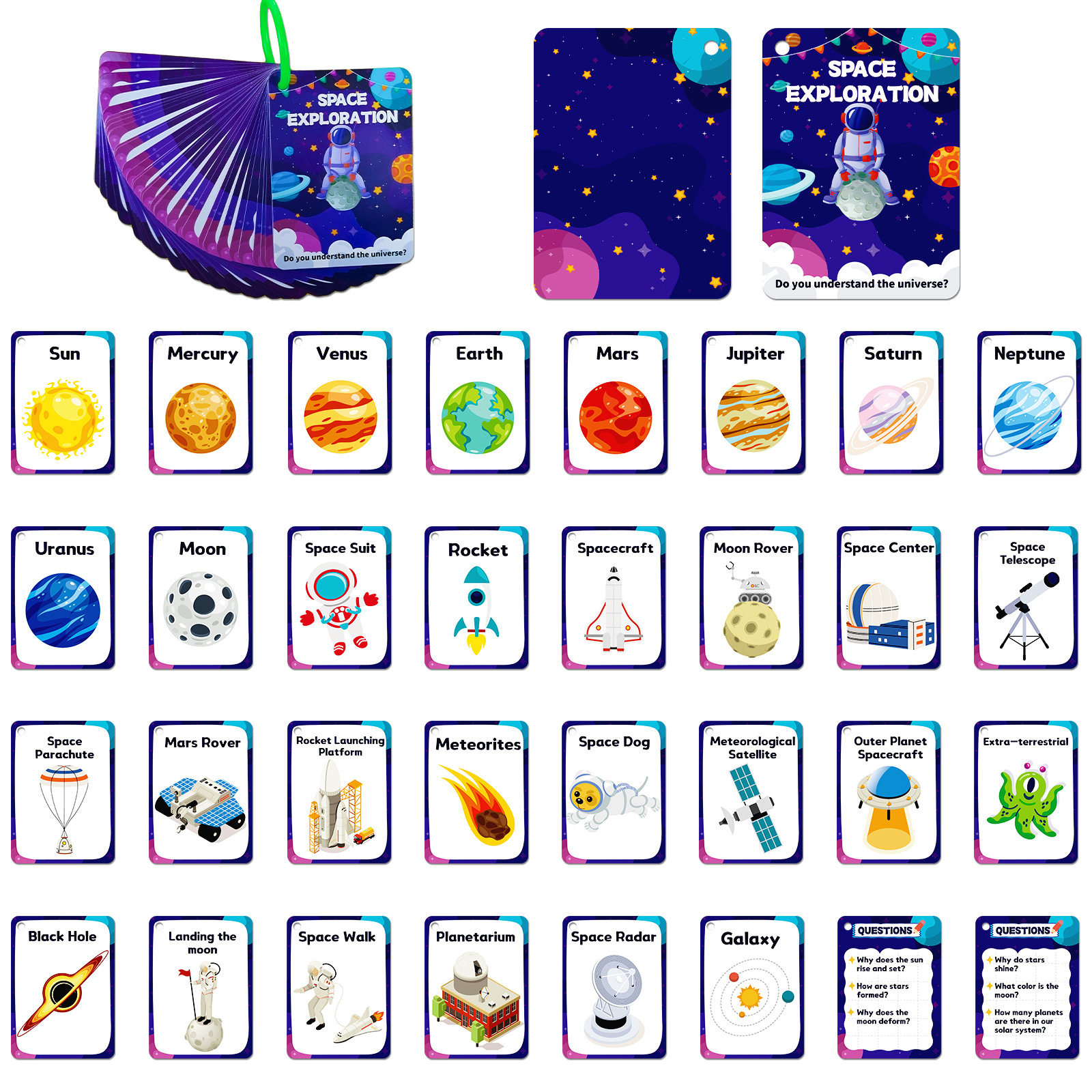 Space Exploration Flash Cards 34张英文版天文太空认知早教卡片,玩具/童车/益智/积木/模型,玩具挂图/认知卡,淘宝优惠券,粉丝福利购,淘宝优惠卷