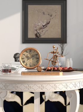 北欧侘寂风创意时钟摆件轻奢家居装饰品桌面工艺品套装