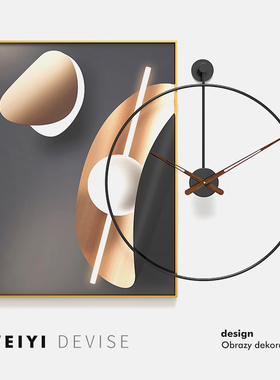 轻奢电表箱装饰画挂钟组合电闸箱推拉遮挡挂画钟表现代简约餐厅画