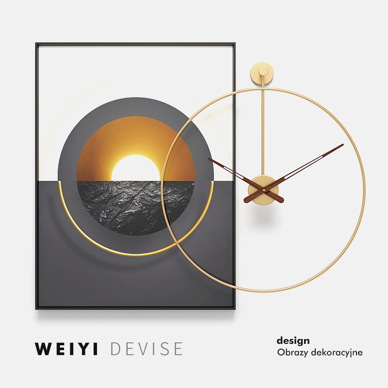 现代简约装饰画轻奢入户客厅挂钟
