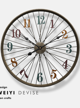 美式创意艺术挂钟北欧复古工业风客厅时尚墙饰钟表个性大气时钟