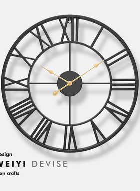 北欧挂钟客厅复古铁艺钟表创意美式卧室时钟装饰个性静音石英钟