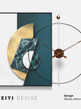 现代轻奢客厅时钟挂画简约现代餐厅组合挂钟创意艺术卧室静音钟表