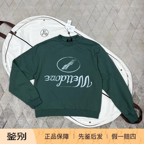 we11done 大logo印花卫衣绿色经典款圆领套头上衣时尚百搭休闲