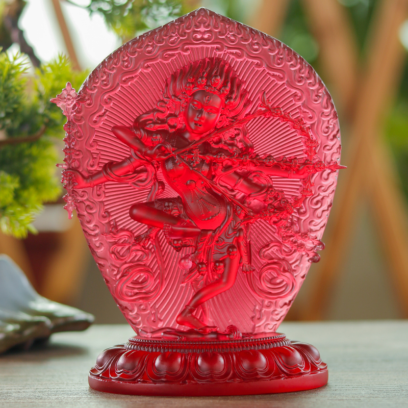 古法琉璃佛像红色作明佛母居家供奉寺庙家用客厅桌面摆件日常送礼