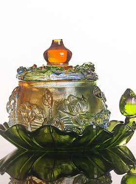 珍悦琉璃供水杯摆件中式