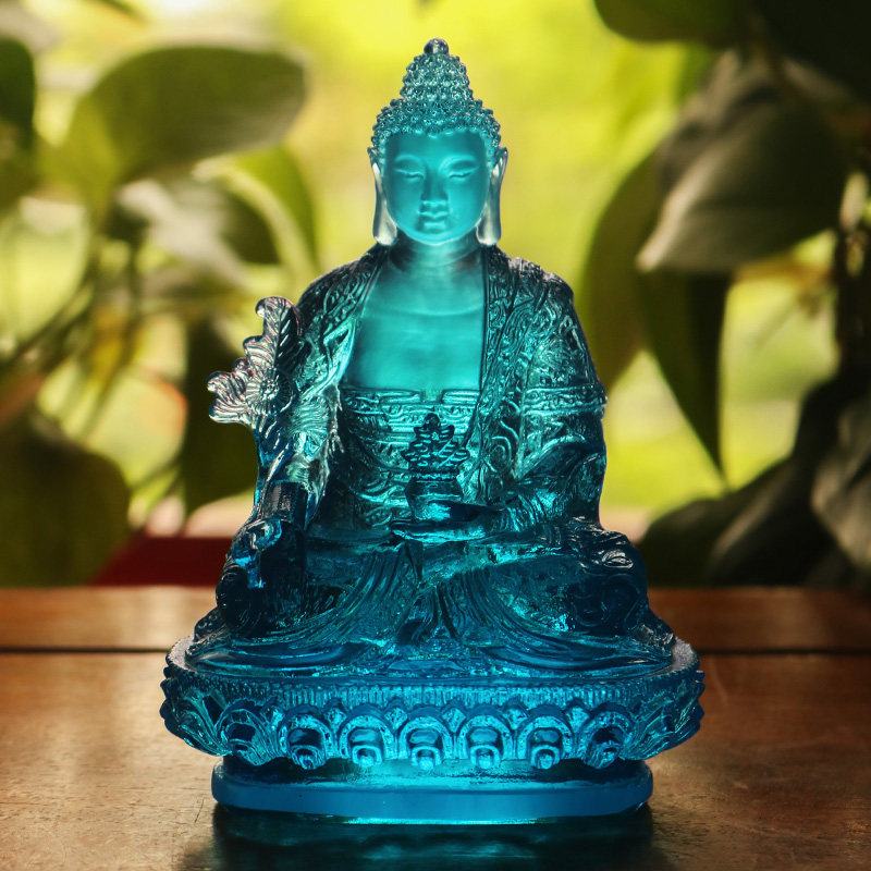 禅悦佛艺古法琉璃药师琉璃光如来佛像居家摆件佛堂供奉用品免邮费
