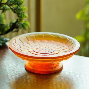 琉璃莲花果盘家用客厅桌面摆件佛前装点心水果盘子装饰摆放送礼
