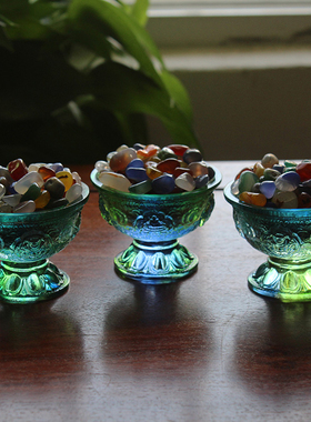 半手工古法琉璃八吉祥大中供水杯