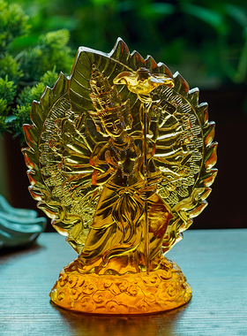 古法琉璃大白伞盖佛母桌面摆件