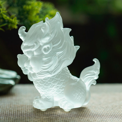 琉璃东方麒麟赐福客厅桌面摆件
