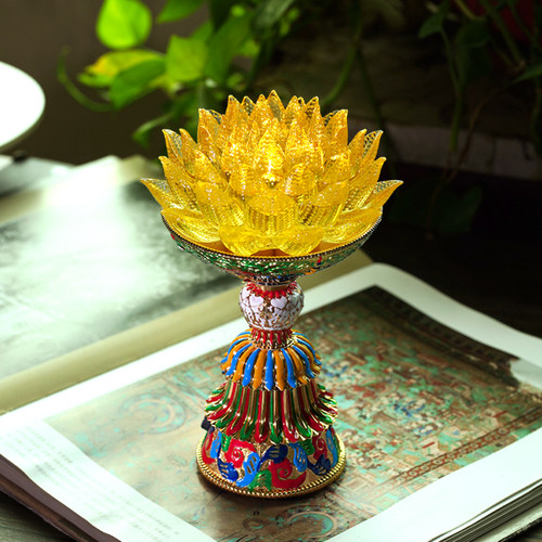 珍悦珐琅彩琉璃帝王莲莲花灯