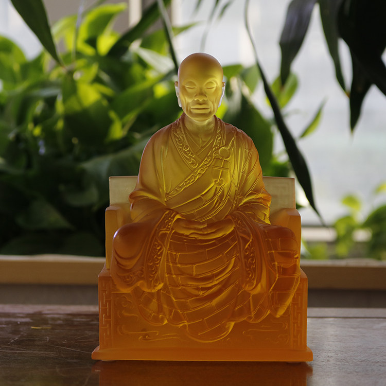 禅悦佛艺六祖慧能法师佛像琉璃惠能禅宗大师像客厅供奉摆件高17cm