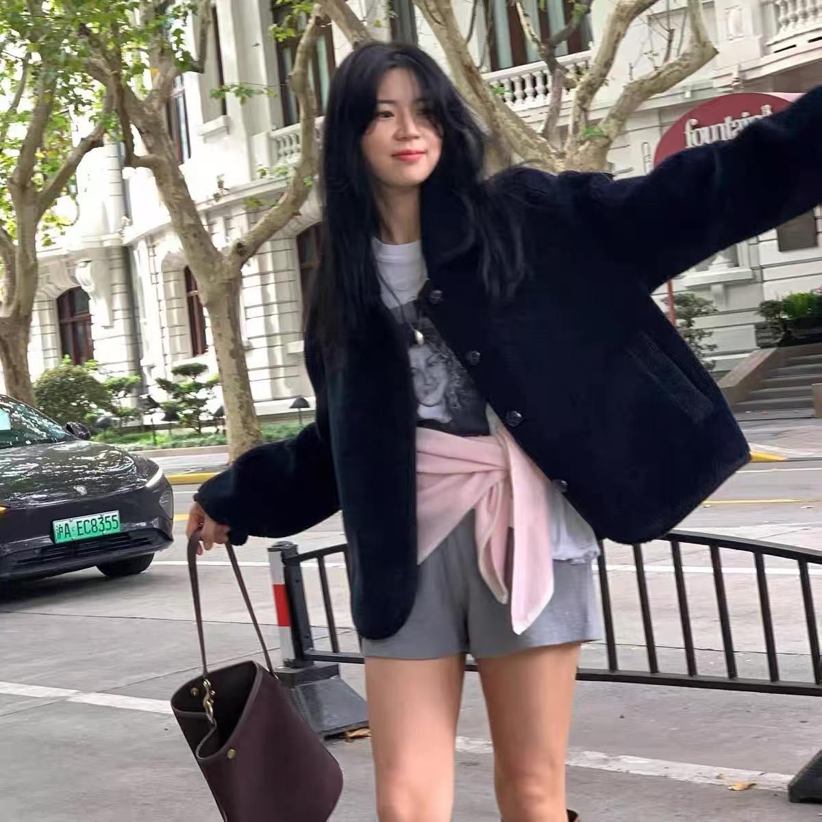 modestmood羊羔毛翻领外套