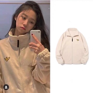 韩国whatitsnt李娜恩同款 摇粒绒外套小飞人拉链卫衣 现货