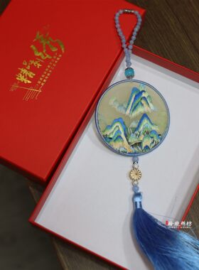 非遗纯手工双面绣花汽车挂件