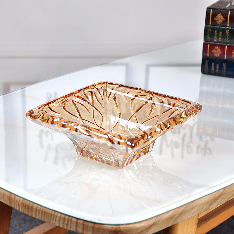 欧式大小号家用无铅水晶玻璃水果盘零食盘客厅简约现代糖干果盘