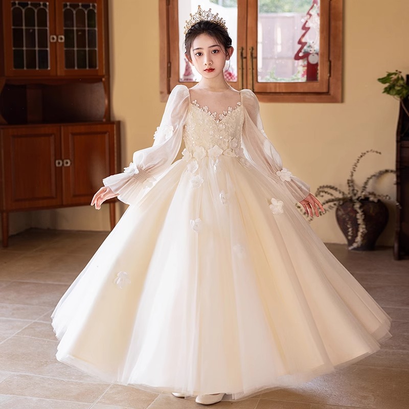 女童生日礼服轻奢小众高端小女孩婚纱公主裙儿童主持人钢琴