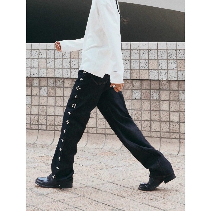 2025混纺珍珠织带牛仔裤复古经典老钱风直筒剪裁耐磨男原牛长裤,男装,牛仔裤,淘宝优惠券,粉丝福利购,淘宝优惠卷