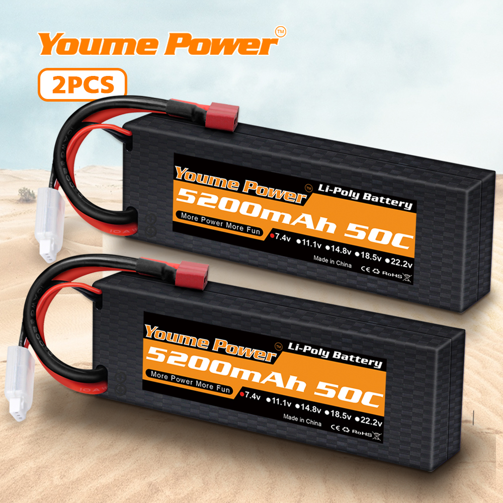 新品youme硬壳5200mAh 7.4V 50C 航模/车模/船模高倍率可充电