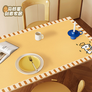 2026新款线条小狗餐桌垫防油防水免洗皮革桌布茶几玄关桌面保护垫