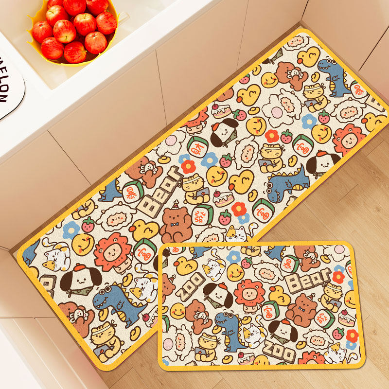 卡通可擦免洗厨房地垫吸水专用地毯防滑防油垫子免清洗防水脚垫子,居家布艺,厨房地垫,淘宝优惠券,粉丝福利购,淘宝优惠卷